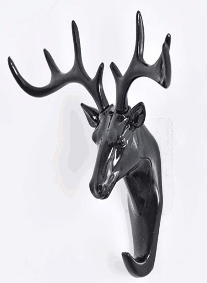 NL TRADERS Deer Head Wall Mounted Key Holder Wall Nails Without Drill Self Adhesive Wall Door Hook Hanger Bag Keys Sticky Holder(Black), Plastic, Pack of 1 - Image 5